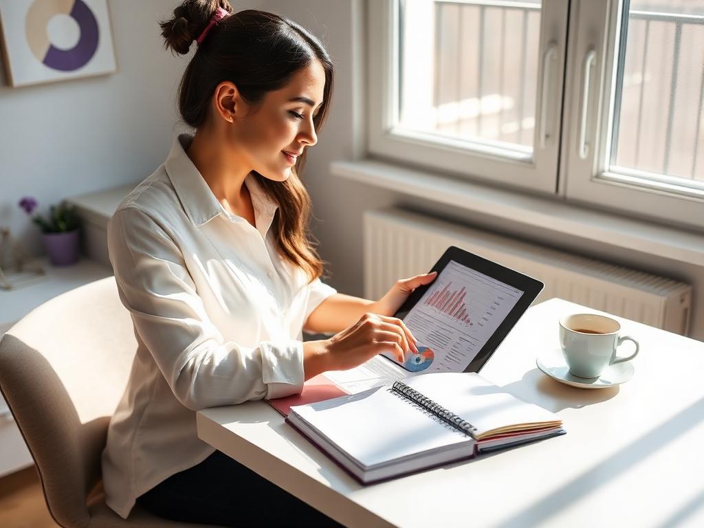 Financial planning documents and charts on a desk